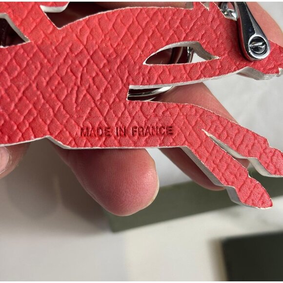 Longchamp Red Horse Key Holder Leather Keychain Bag Charm Accessory New in Box - Picture 3 of 7